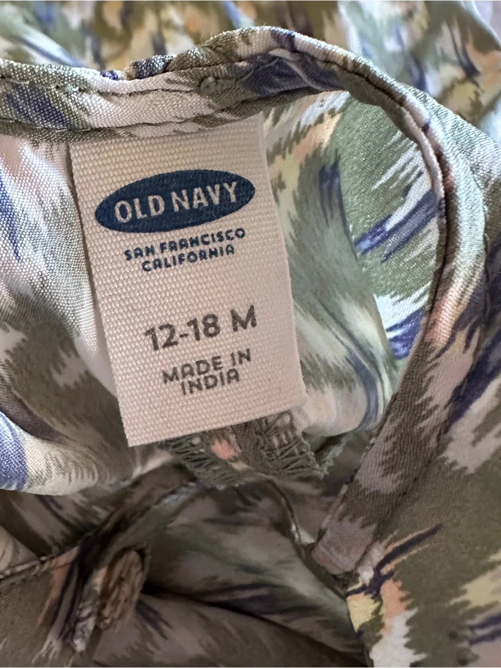 Old Navy green print kids vguc dress size 12-18 months